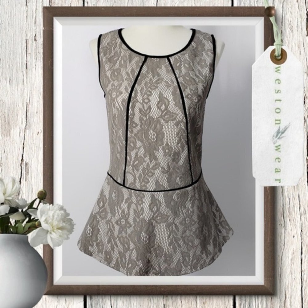 Anthropologie  Weston Wear Brown lace peplum tank top xs